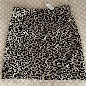 Talbots Black and Tan Leopard Print Pencil Skirt